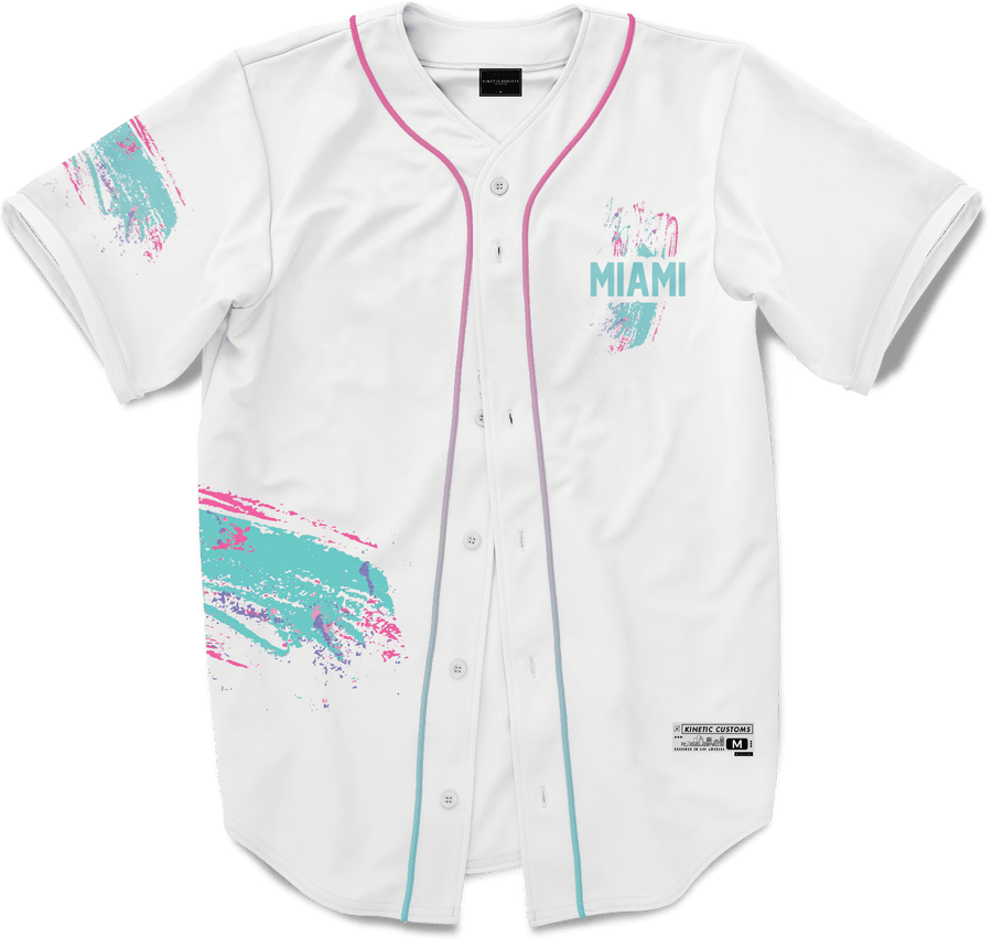 Kinetic ID - White Miami Beach Splash Baseball Jersey